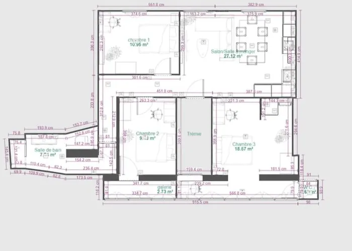 Appartement Cosy Queen - T4 - Hyper Centre & Parking Pau